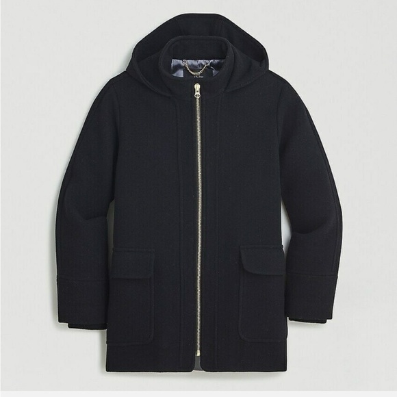 J.Crew Swing coat in Italian stadium-cloth wool small black new - Picture 1 of 12
